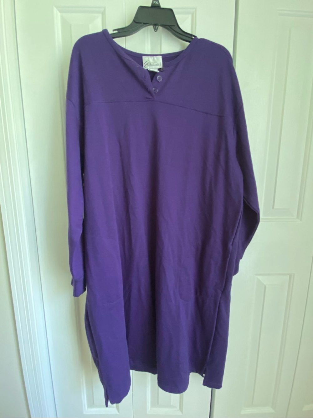 Essentials Purple Long-Sleeve Henley Nightgown